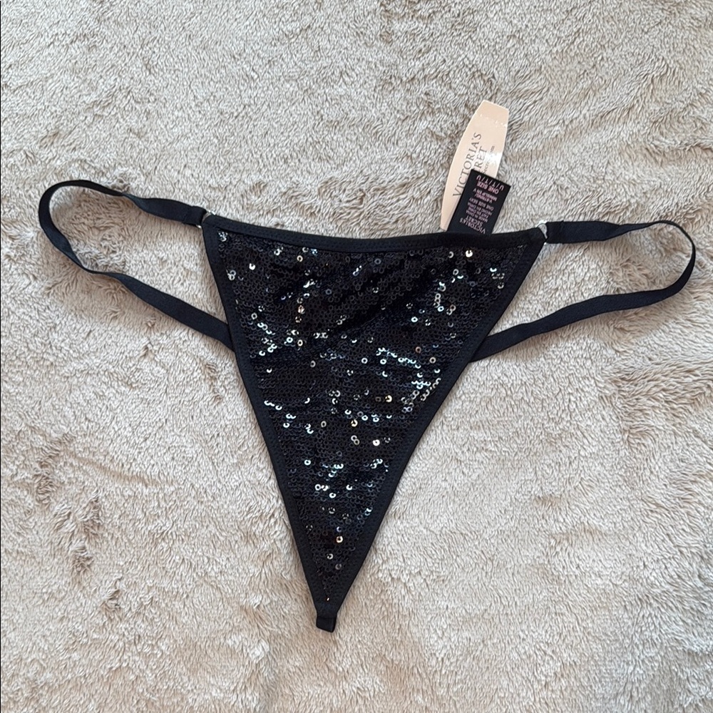 NWT Vintage Victoria’s Secret Black Sequin Thong